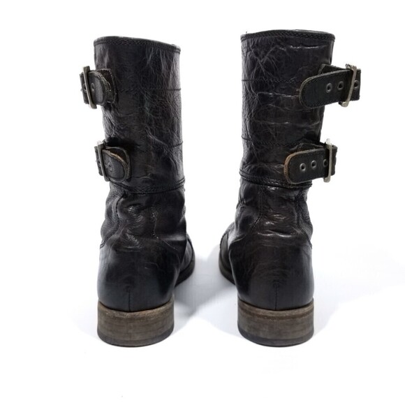 Allsaints Damisi Leather Buckle High Top Block Combat Boots 90s Biker Grunge 7 - Picture 4 of 11